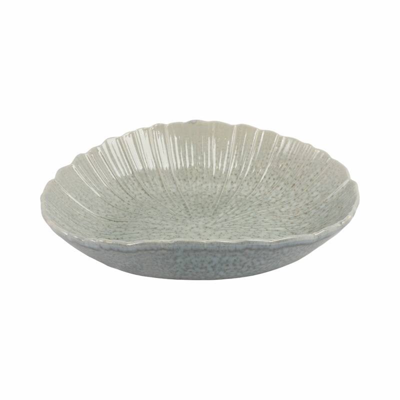 Decorative Round Scalloped Edge Bowl with Speckled Finish - 17", Gray - 17.0"