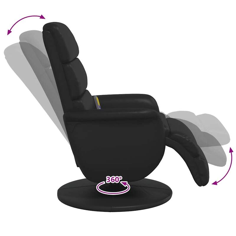 vidaXL Massage Recliner Chair Black Faux Leather, Metal, Plywood Medium