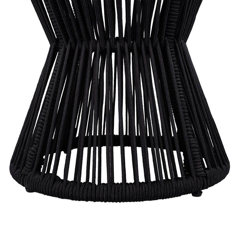 Scott Living - Nara Modern Outdoor Acacia Wood and Woven Rope Sculptural Side Table, Set of 2 - 32.28"L