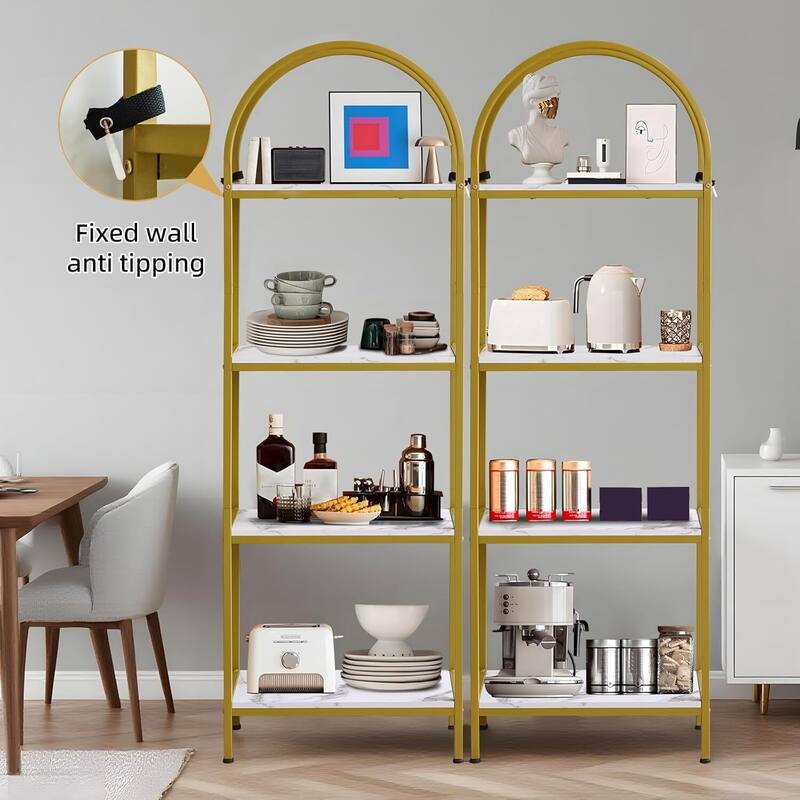 4-Tier Modern Storage Arched Display Rack, Bookshelf for Bedroom, Living Room - N/A