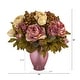 preview thumbnail 2 of 1, 16" Peony Artificial Arrangement in Rose Colored Vase