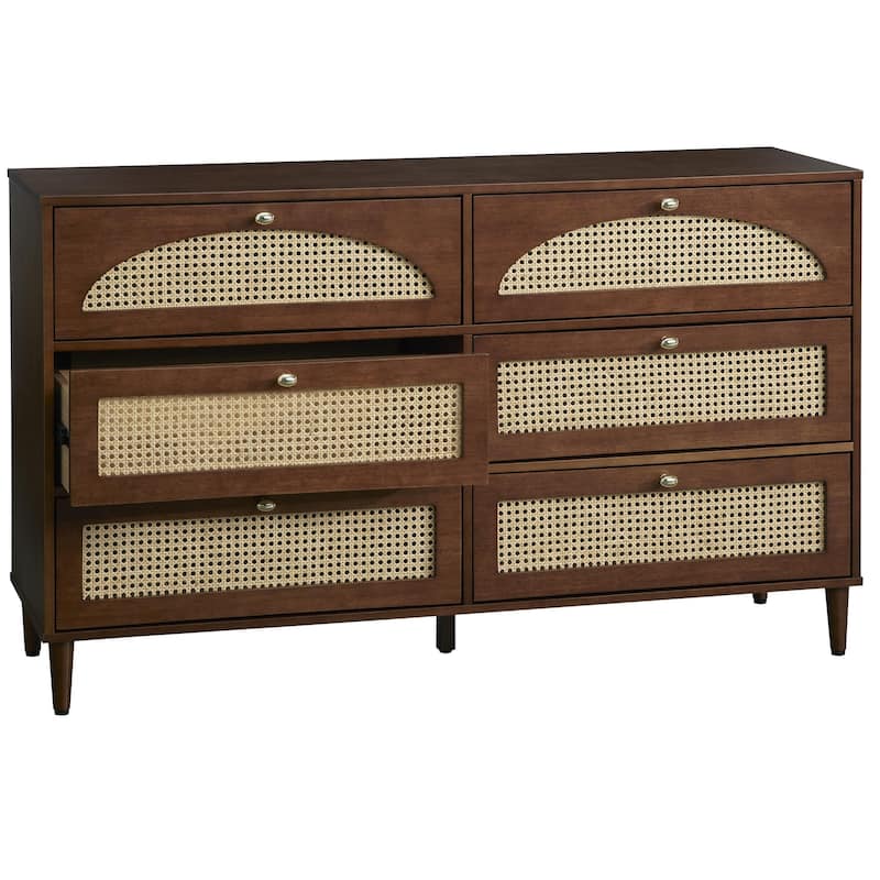 Lifestorey Taylor 6-Drawer Dresser with Natural Cane