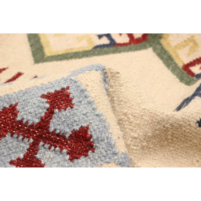ECARPETGALLERY Flat-Weave Ankara FW Cream Wool Kilim - 5'3 x 8'0