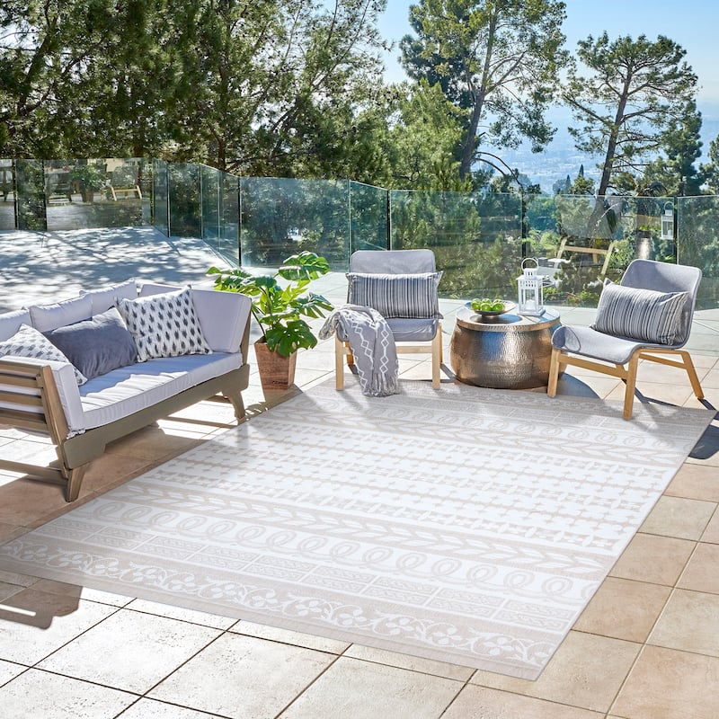 Gertmenian Paseo Burke Bohemian Striped Polypropylene Flatweave Indoor/ Outdoor Area Rug