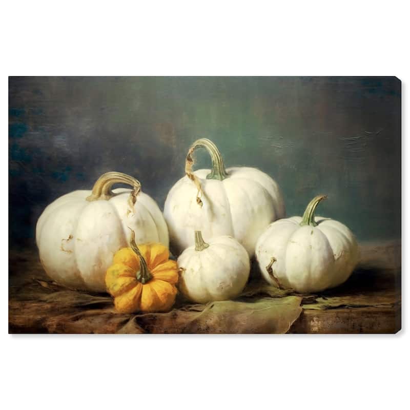 Wynwood Studio Canvas Food and Cuisine Vintage Art of Pumpkins White and Antique White Traditional Wall Art Canvas Print