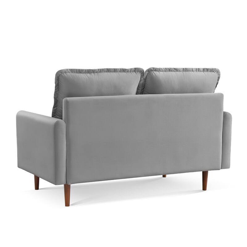 HomeRoots 57" Gray And Dark Brown Velvet Loveseat - 57.00 in. x 39.00 in. x 32.00 in.