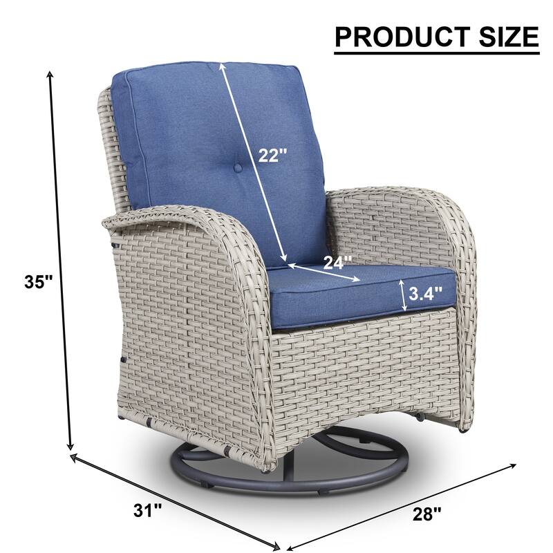 Outside Patio Swivel Chairs Grey - Blue - Light Grey