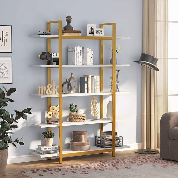 Tribesigns 5-Tier Industrial Large Open Bookcase Bookshelf