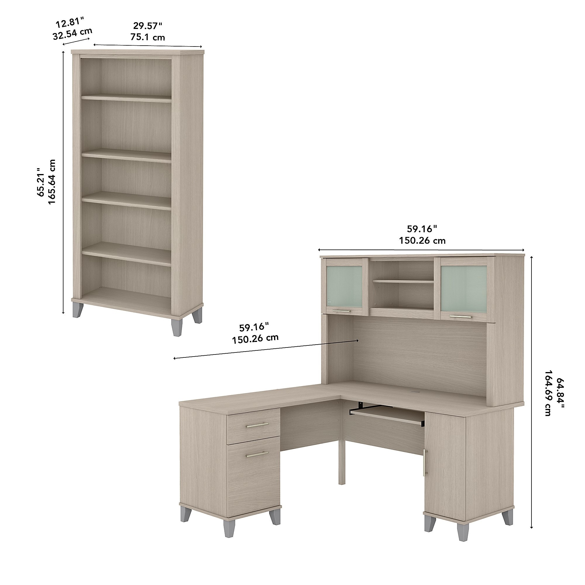Bush furniture somerset 60w l discount shaped desk with hutch