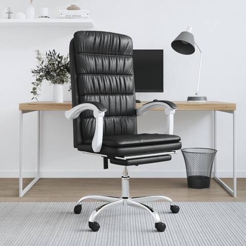vidaXL Reclining Office Chair Black/Gray Faux Leather - 24.8" x 22" x (44.3"-48")