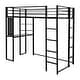preview thumbnail 7 of 6, Black Metal Loft Bed, Long Desk, Wooden Triangular Shelves, Full-Length Guardrails, Built-in Ladders