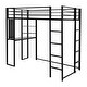preview thumbnail 7 of 6, Black Metal Loft Bed with Long Desk