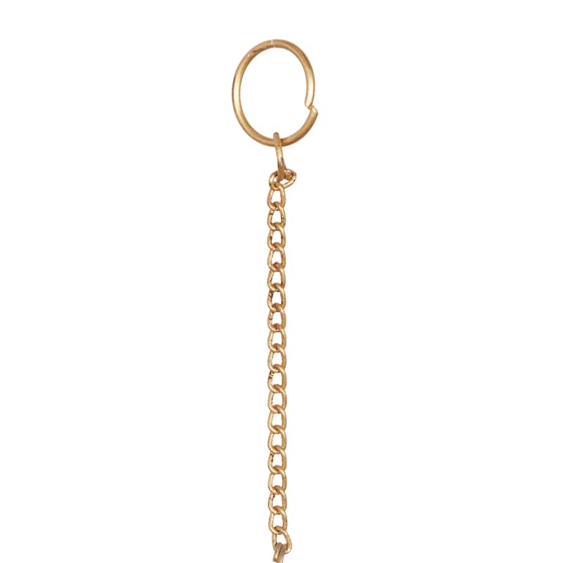 Silver Metal Indoor Outdoor Embellished Moon and Sun Windchime with Glass Beads and Bells - 10 x 1 x 31