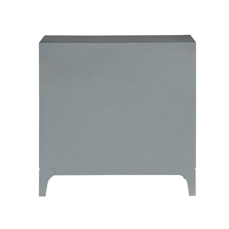Wooden Floral Relief 2 Door Cabinet with Cream Front Doors and Cascading Leaf Design - Gray - Roche River Decor