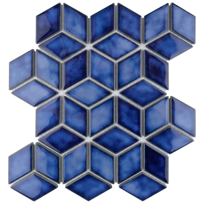 Merola Tile Hudson Rhombus Sapphire 10-1/4" x 11-3/4" Porcelain Mosaic Floor and Wall Tile