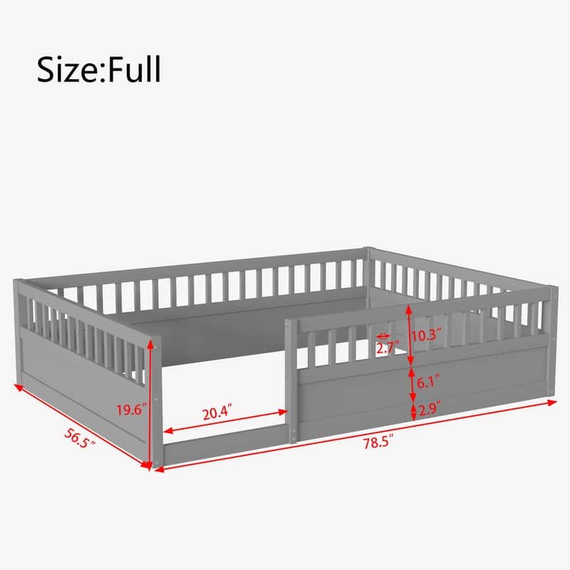 Montessori Floor Bed Frame with Safety Fence