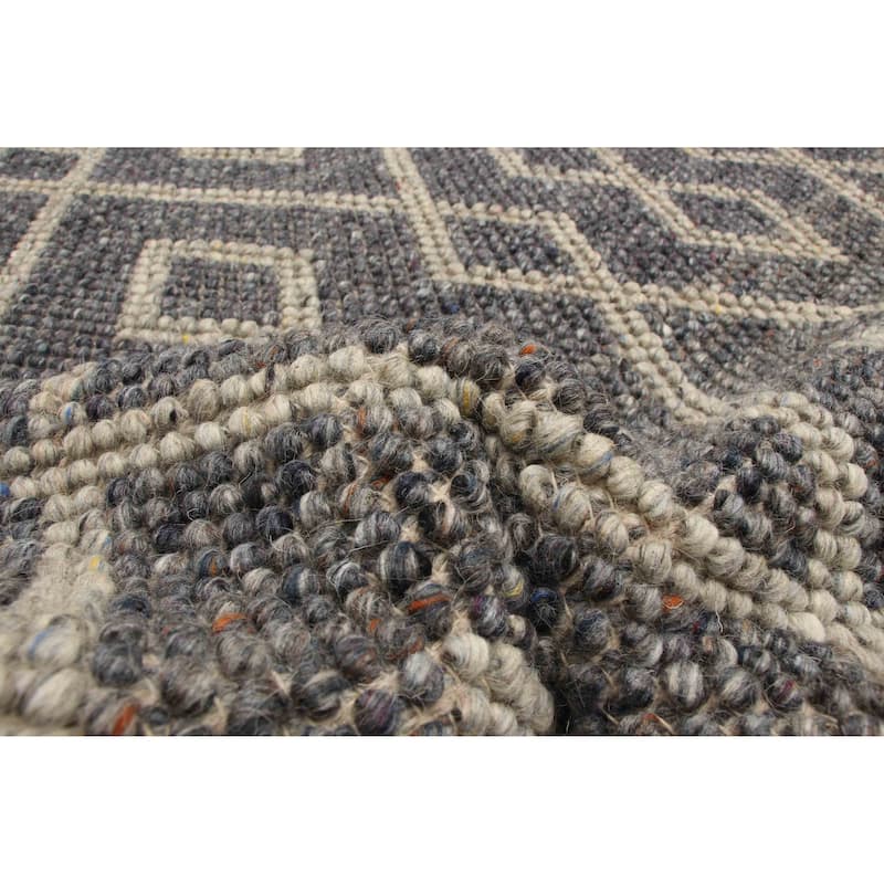 ECARPETGALLERY Braid weave Sienna Dark Grey Wool Rug - 5'1 x 7'3