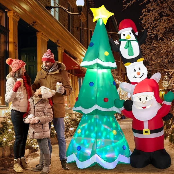 8FT Inflatable Christmas Tree Santa Claus Lighted Blow up Decoration