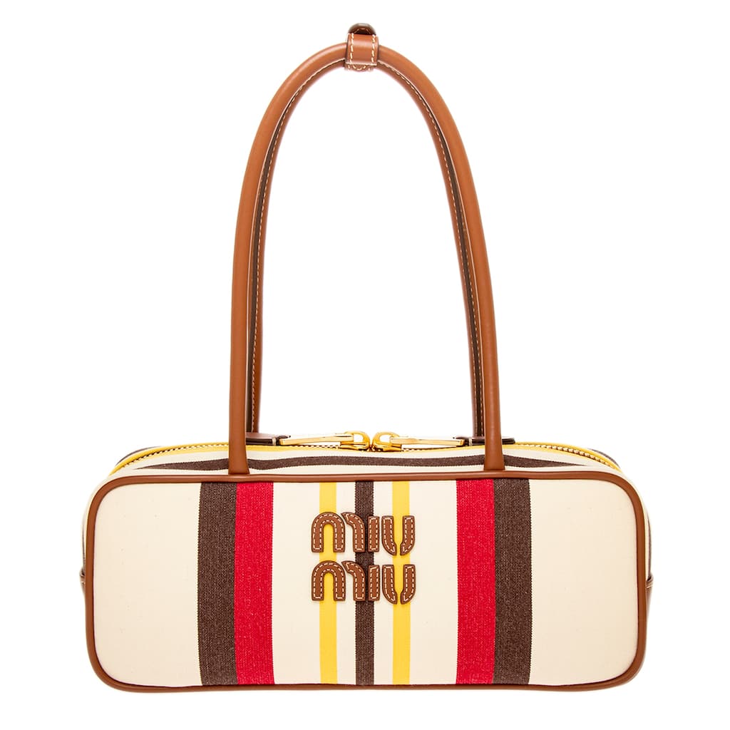 Miu Miu Beau Canvas and Leather Top Handle Bag