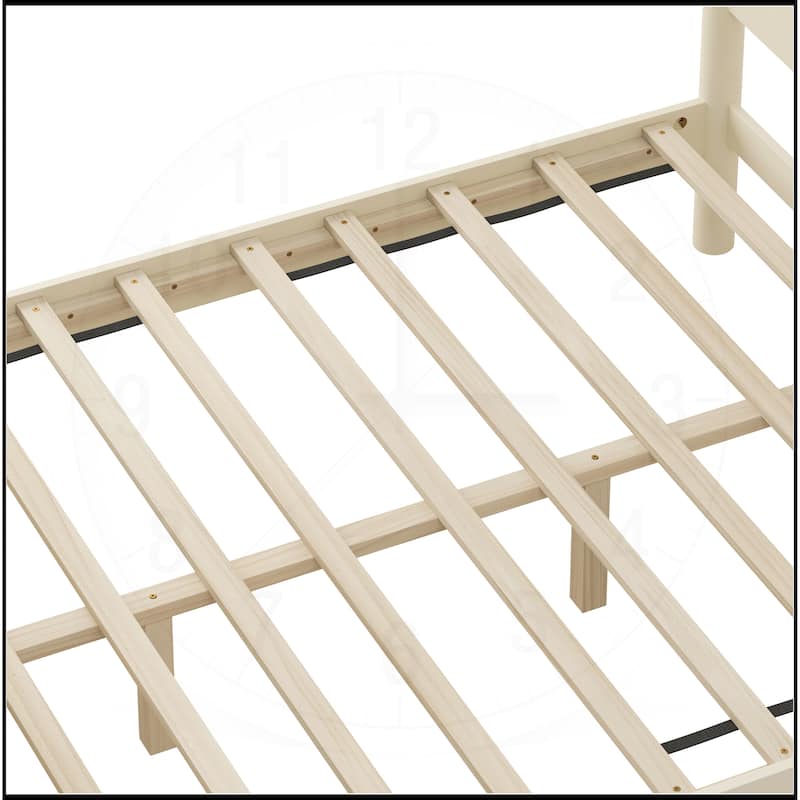 Wood Platform Bed Frame with Headboard and Wooden Slat Support
