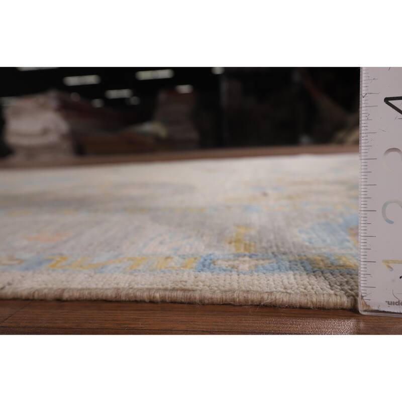 Vegetable Dye Oushak Area Rug Handmade Beige Wool Carpet - 5'0"x 6'10"