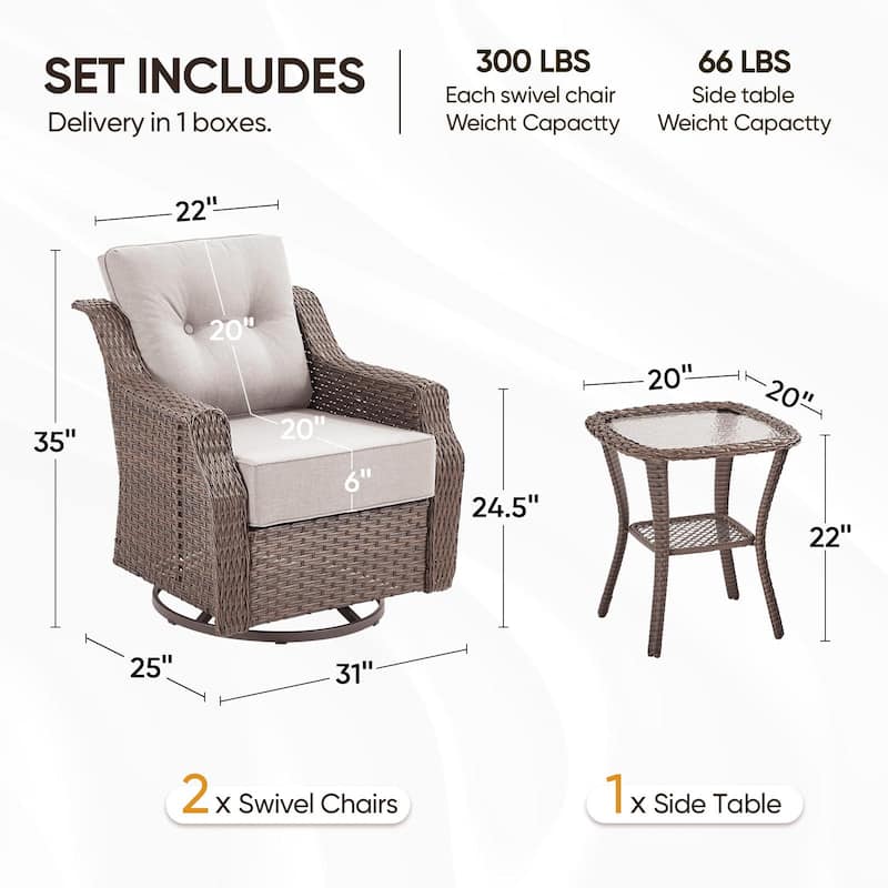Pocassy Wicker Sofa Chair Set for Garden