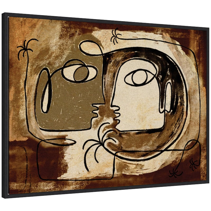 Kate and Laurel Sylvie What Secrets Do The Palms Whisper To The Earth Framed Canvas by Shatha Al Dafai - 38x28