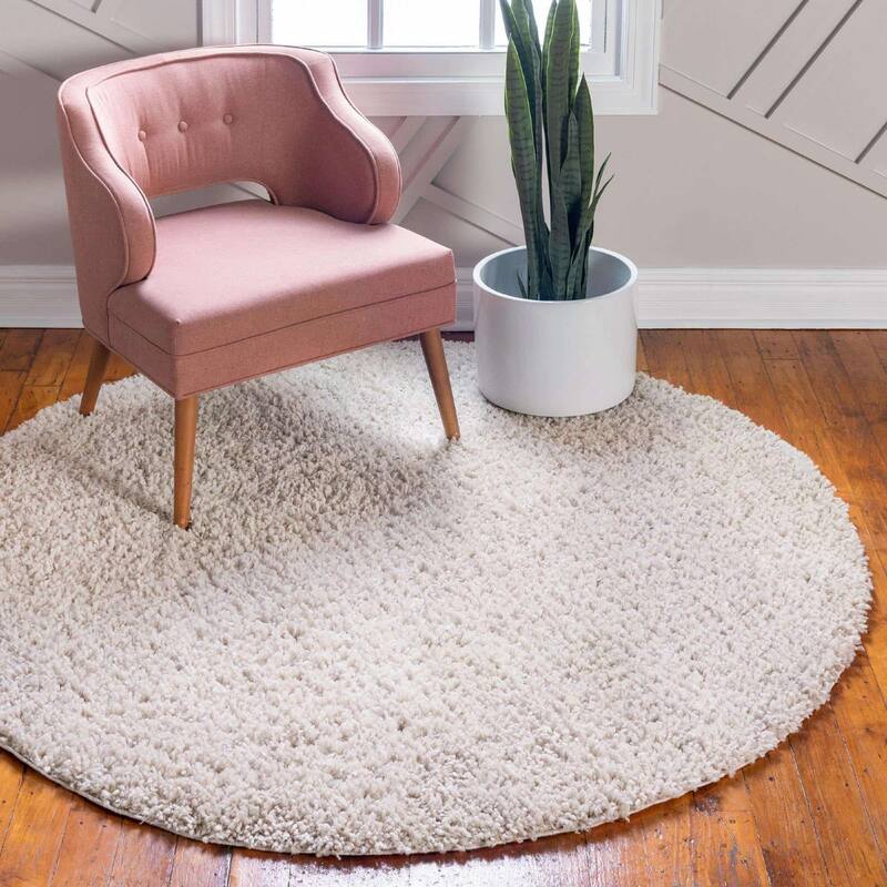 Shag Turhal Collection Area Rug - Linen - 2' Round