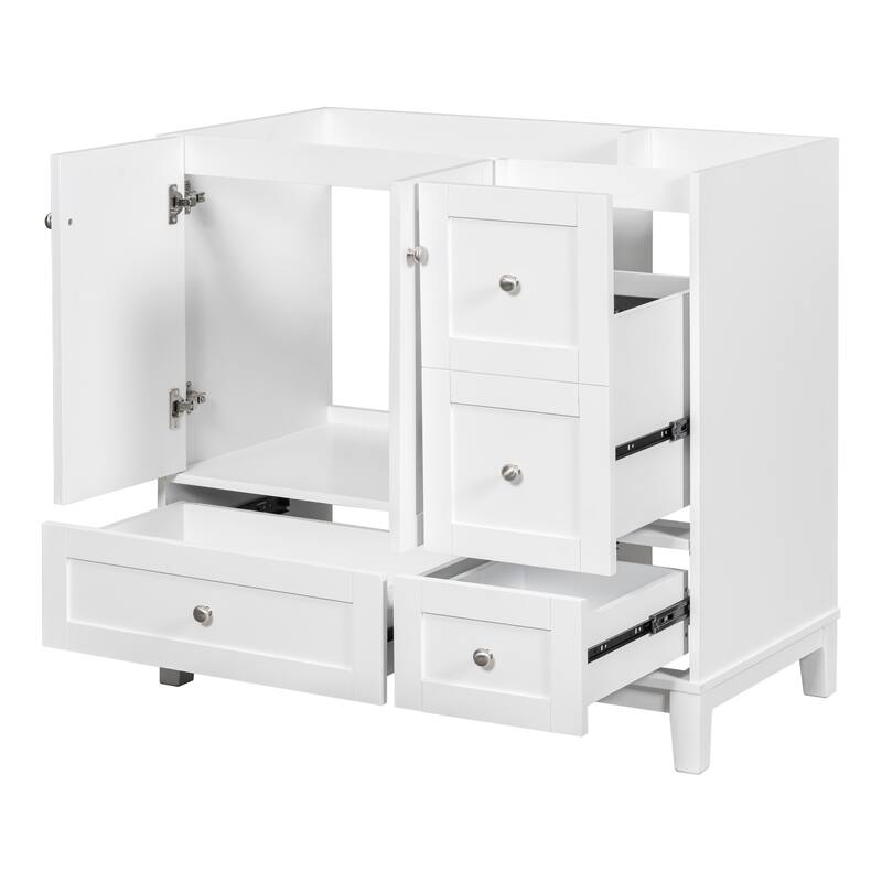Modern 36-Inch Bathroom Vanity with USB Drawer Charging, Solid Wood Base, and Painted Finish(Sink not included) - 17.5in L