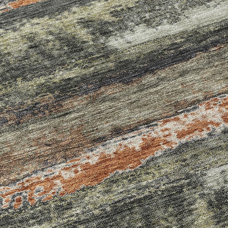 Machine Washable Indoor/ Outdoor Abstract Modern Chantille Rug