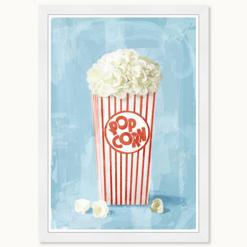 Wynwood Studio Popcorn Flora Framed Trendy Retro Kitchen And Living Room Art Prints - 15 x 21 - White