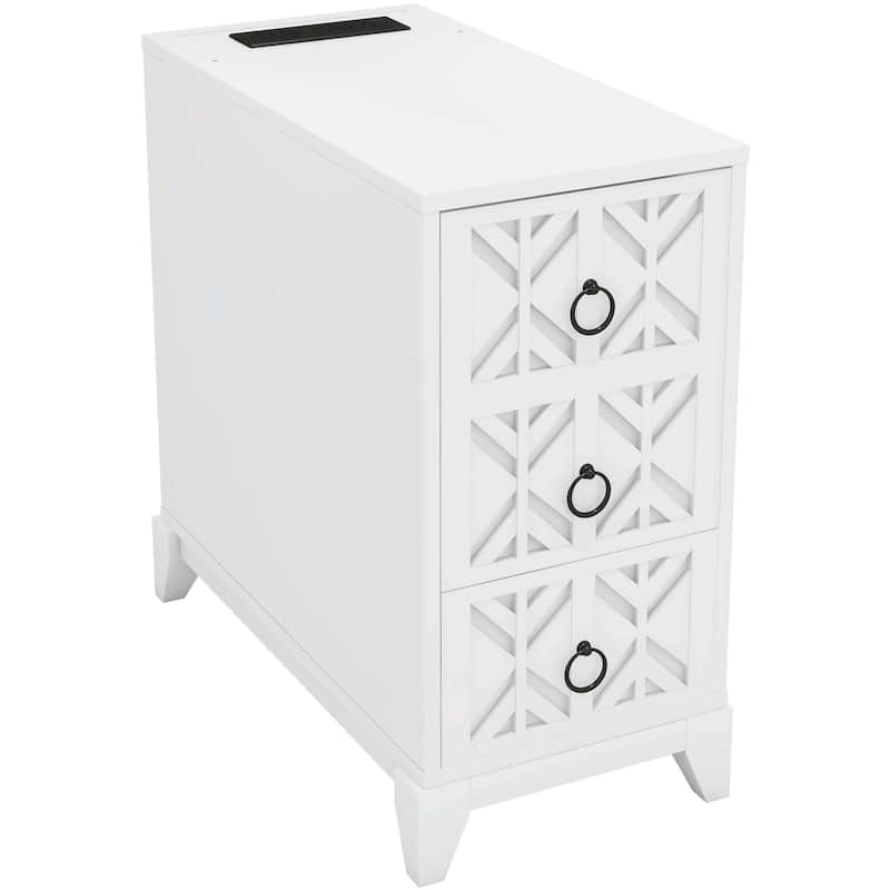 Corner End Table, Drawers & Shelves