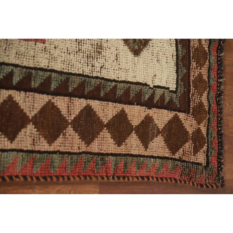 Vegetable Dye Gabbeh Persian Antique Area Rug Hand-knotted Wool Carpet - 3'9"x 7'2"