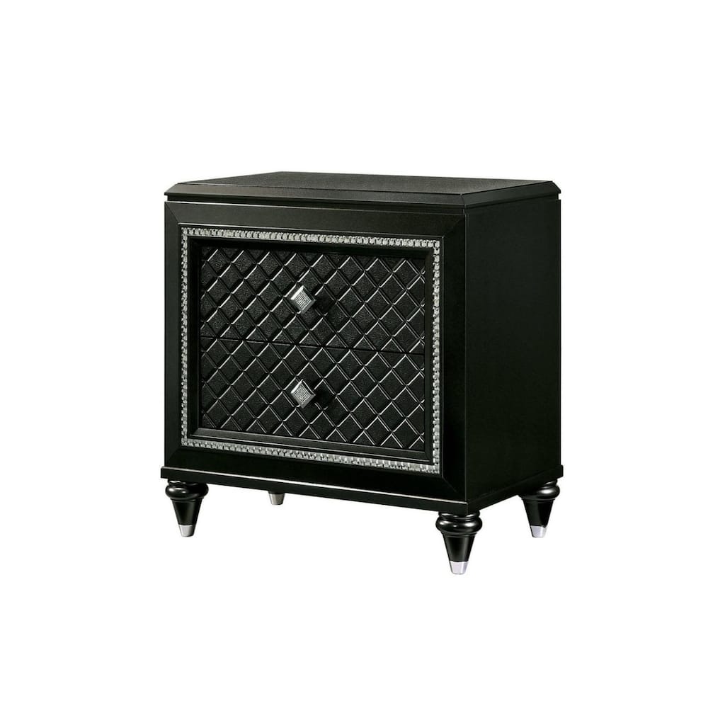 2 Drawers Wooden Nightstand with Pebbled Texture Design