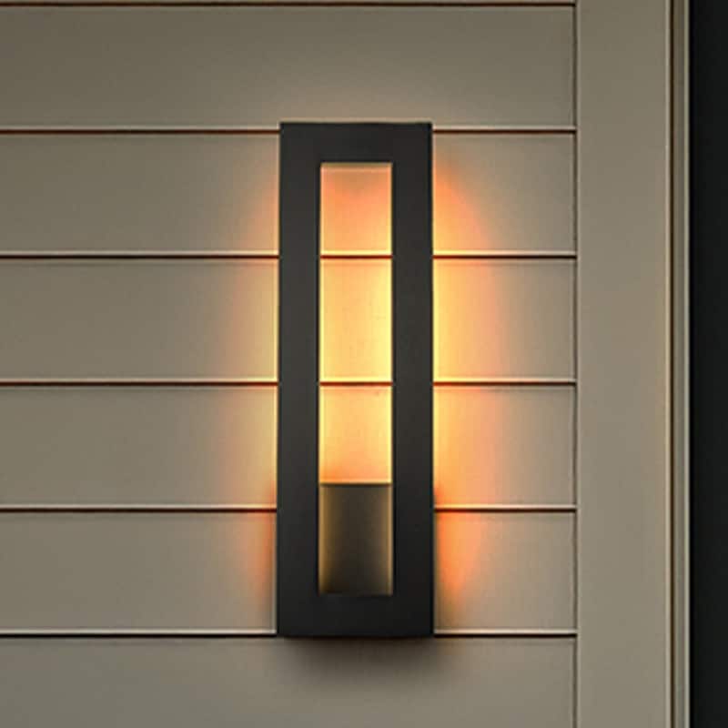 Modern Outdoor Integrated LED Matte Black Wall Light 24W with Frosted Acrylic Shade Up/Down Wall Mount for Porch Patio (2 Pack)