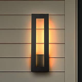 Modern Outdoor Integrated LED Matte Black Wall Light 24W  with Frosted Acrylic Shade Up/Down Wall Mount for Porch Patio (2 Pack)