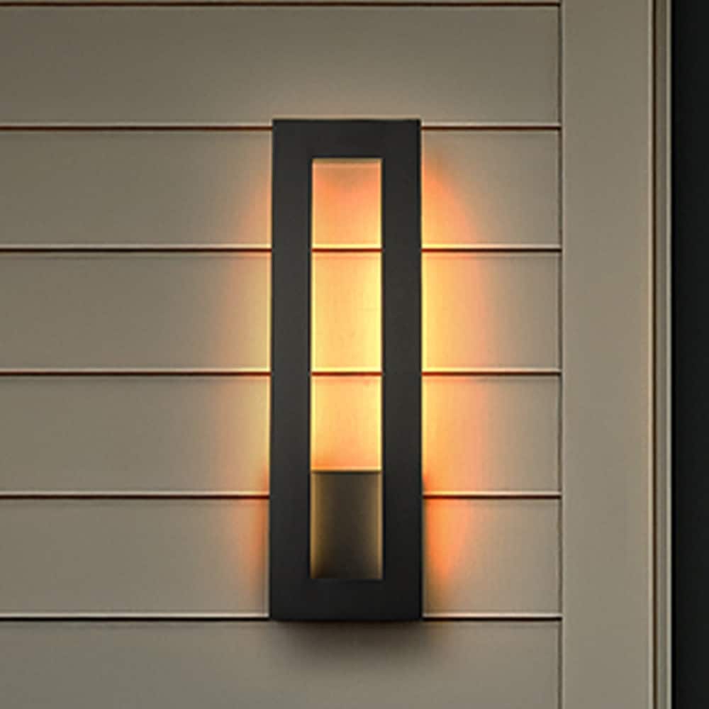 Modern Outdoor Integrated LED Matte Black Wall Light 24W with Frosted Acrylic Shade Up/Down Wall Mount for Porch Patio (2 Pack)