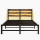 preview thumbnail 60 of 83, LED Platform Bed with Headboard&USB Charging Station