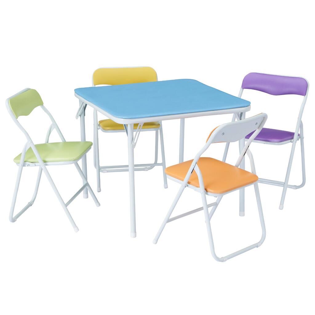 5-Peiece Child Folding Activity Table & 4 Padded Chairs Set