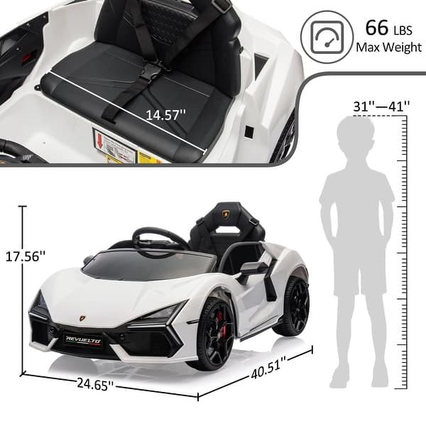 dimension image slide 4 of 7, 12V Kids Ride On Car, Licensed Lamborghini Revuelto Electric Car for Kids