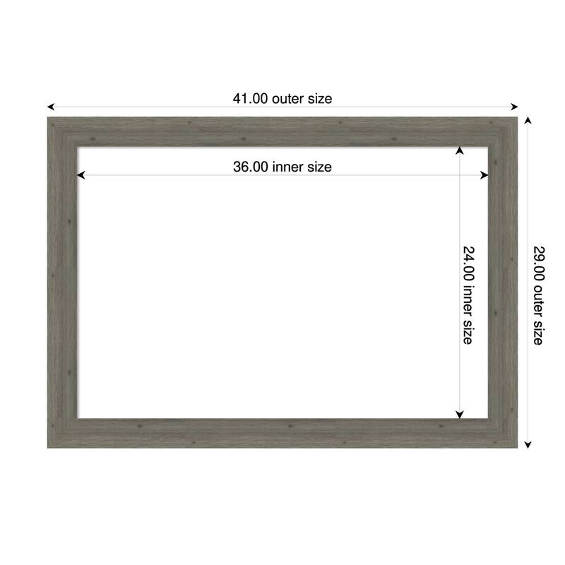 Amanti Art Fencepost Brown Narrow Framed Dry Erase Magnetic Board - 41 x 29 in - Fencepost Grey Narrow