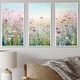 preview thumbnail 9 of 11, Designart "Wild Flowers Meadows" Flower Field Framed Art Set of 3 - Traditional Wall Art Set Purple Wall Decor 3 Pieces 36 in. W x 28 in. H - 3 Panels - White