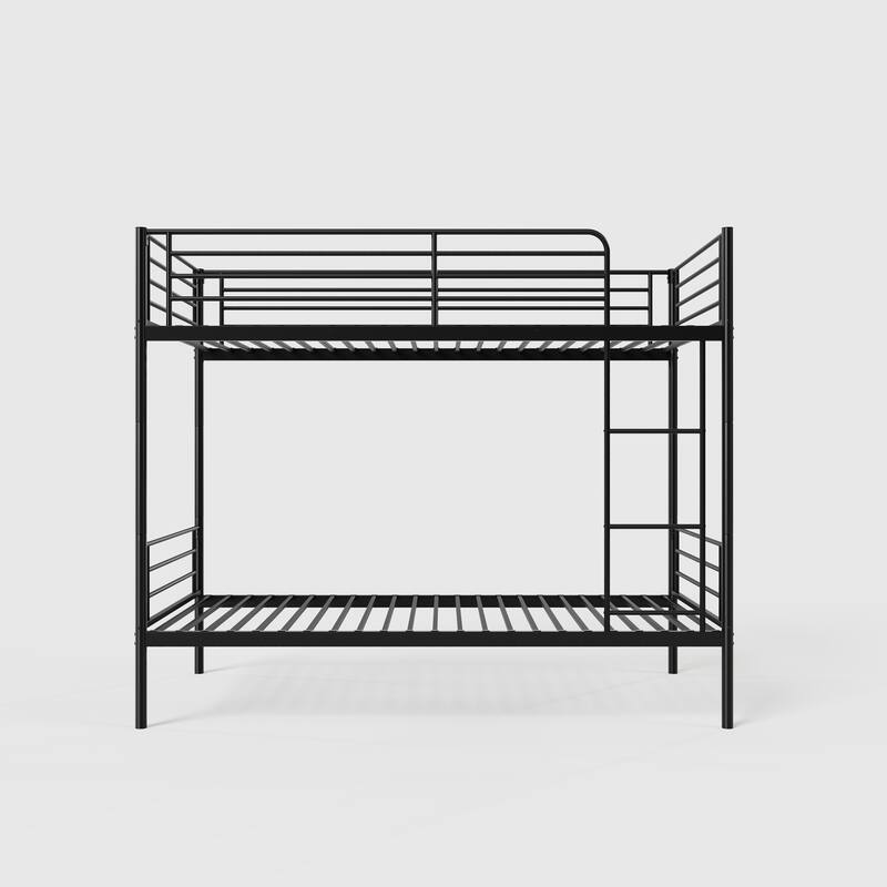 GDFStudio - Able to Split Twin Size Metal Bunk Bed Twin Over Twin with Ladder and high Guardrail