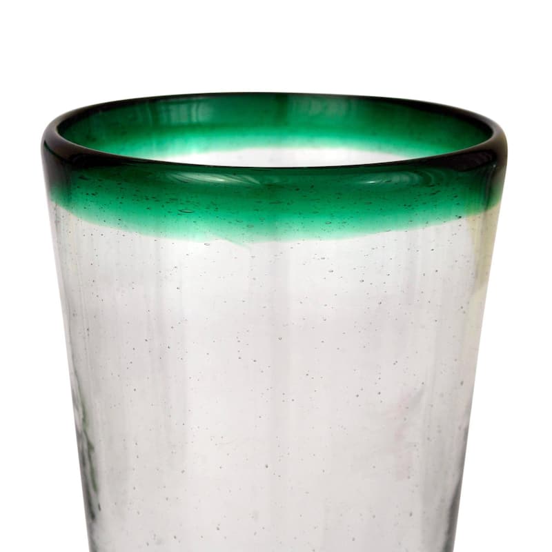 NOVICA Artisan Handblown Recycled Drinking Glasses Clear Green Mexican Water Drinkware Tumbler