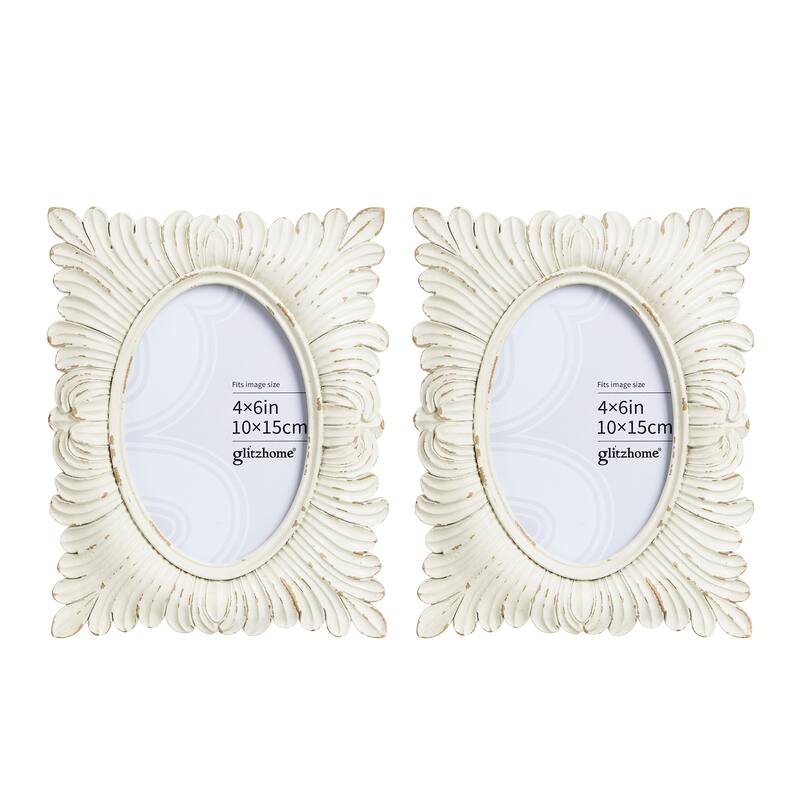 Glitzhome 4x6 Xmas Ornate Resin Wall or Tabletop Picture Frames Set of 2 or 4