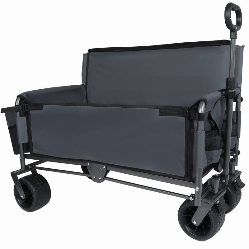 3-in-1 Folding Wagon Cart with Bench Seat, patent protection- Includes 1 ice pack, 500lbs Heavy-Duty Utility Wagon