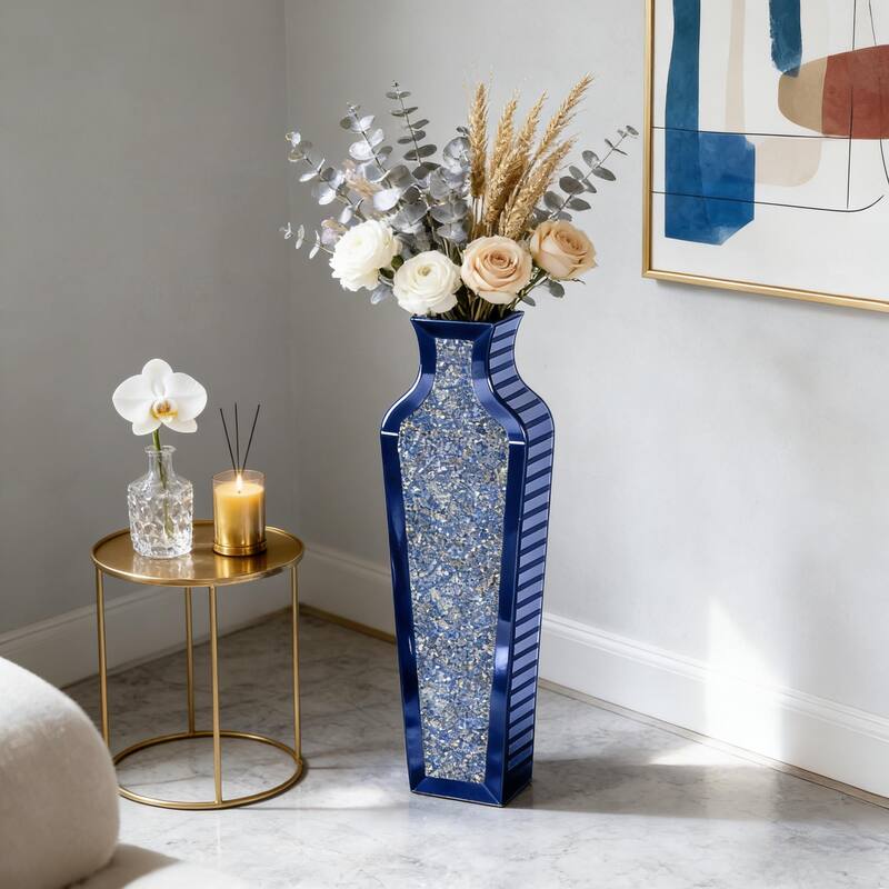 Glass Floor Vase Crystal Home Decor - Blue