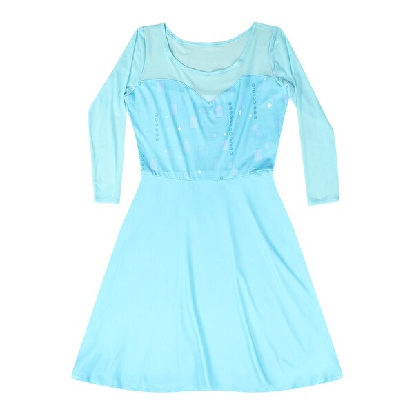 Disney Movie Frozen Queen Elsa Costume Women S Blue Skater Dress