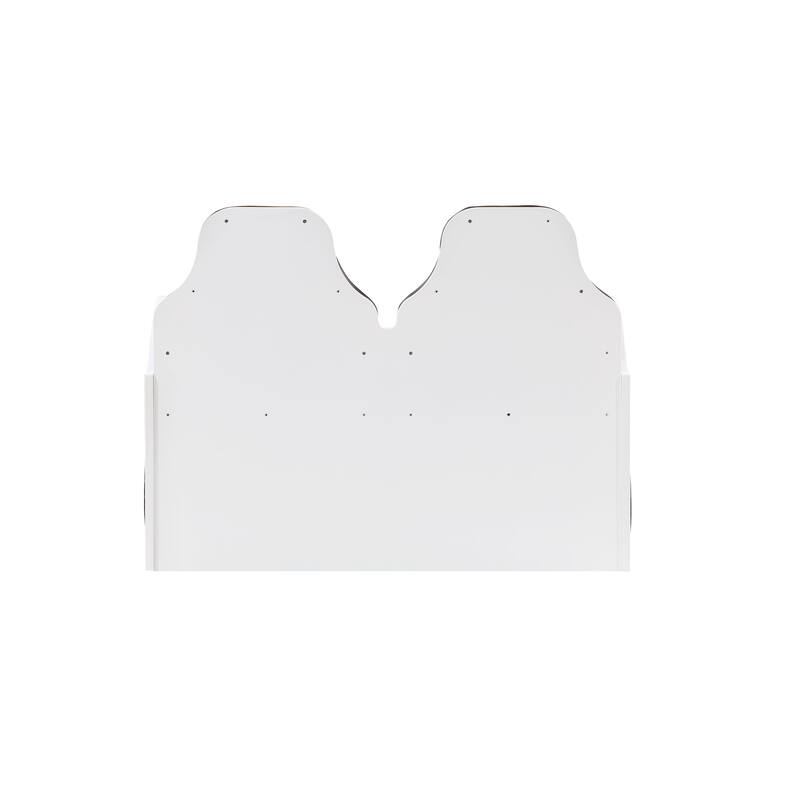 White Twin Car Bed with LED Lights and Upholstered Headboard