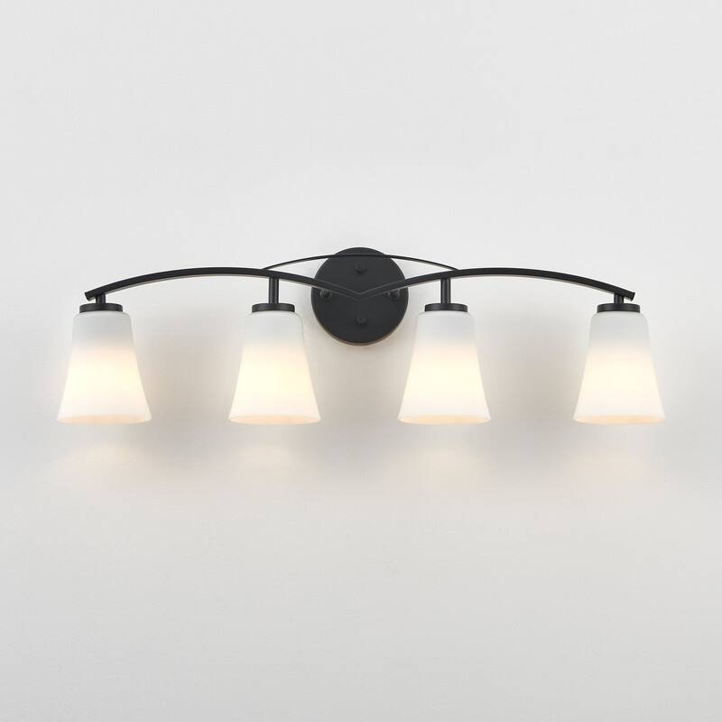 KAWOTI 3/4/5 Lights Dimmable Modern Bathroom Vanity Light with Opal Glass